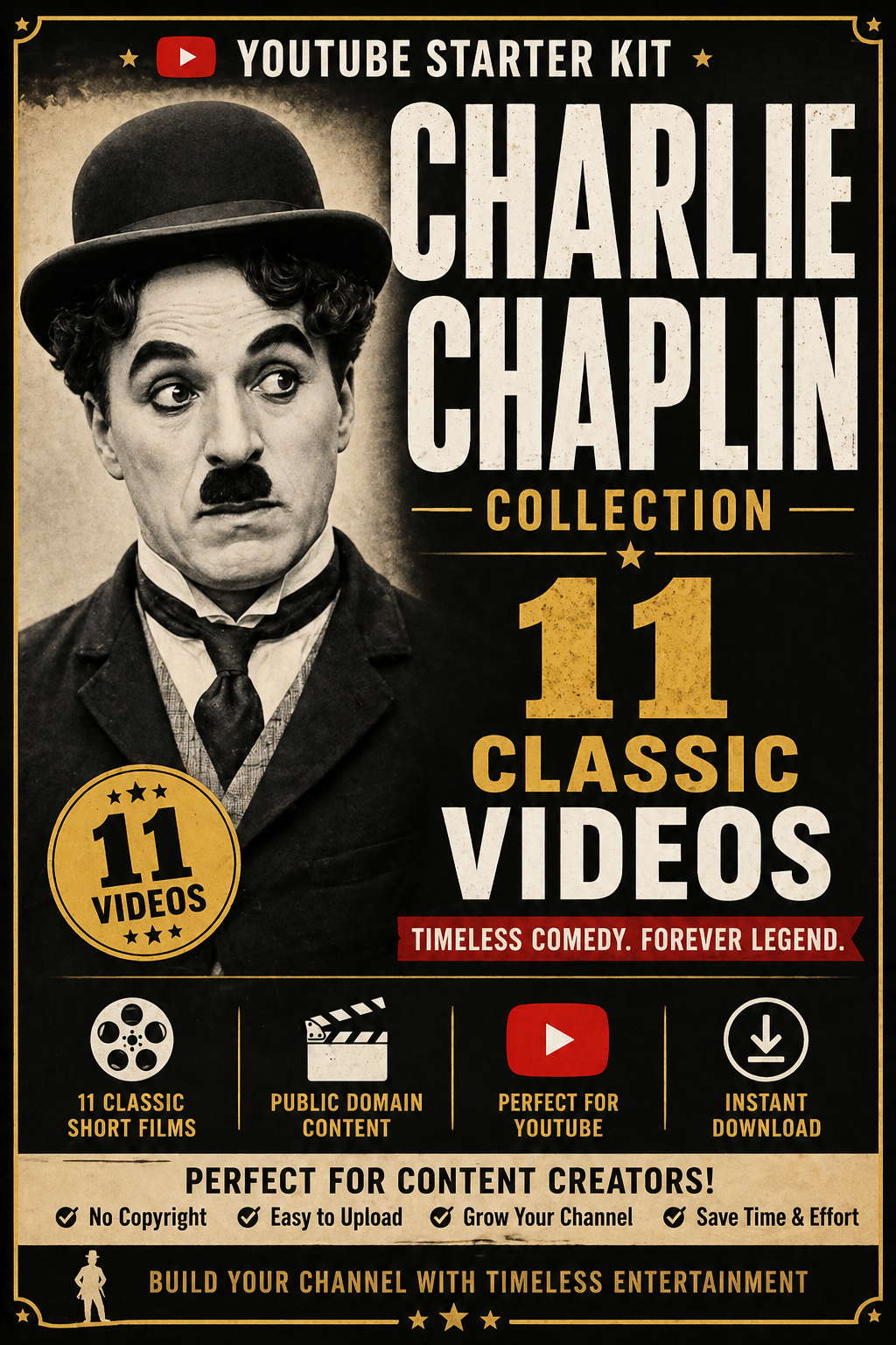 Charlie Chaplin Silent Comedy 11 Youtube Starter Kit $19.99